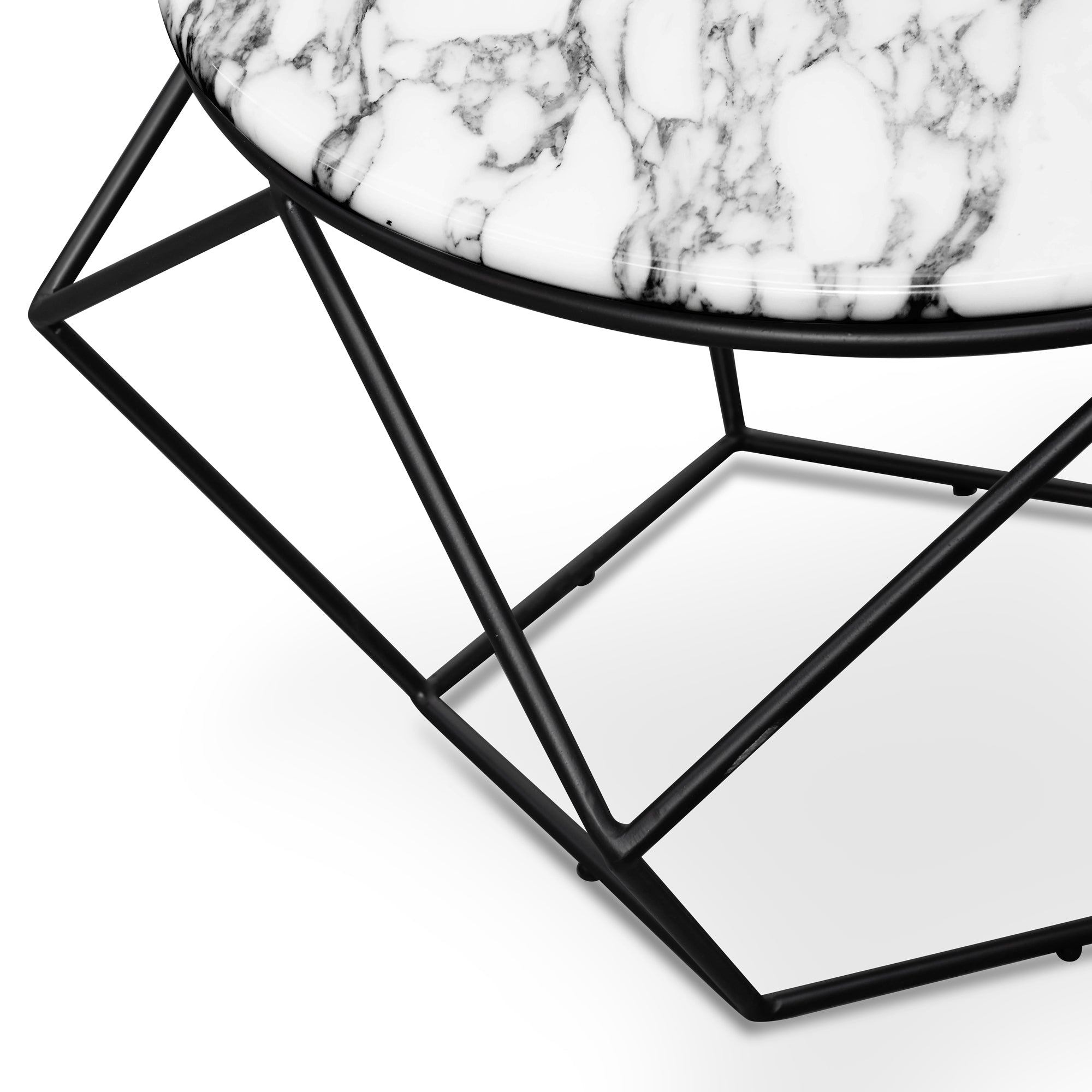 Marble 72cm Venezia Coffee Table - Matt Black Base