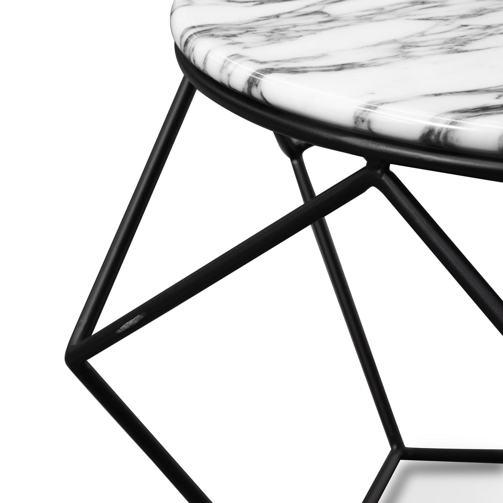 Marble 72cm Venezia Coffee Table - Matt Black Base