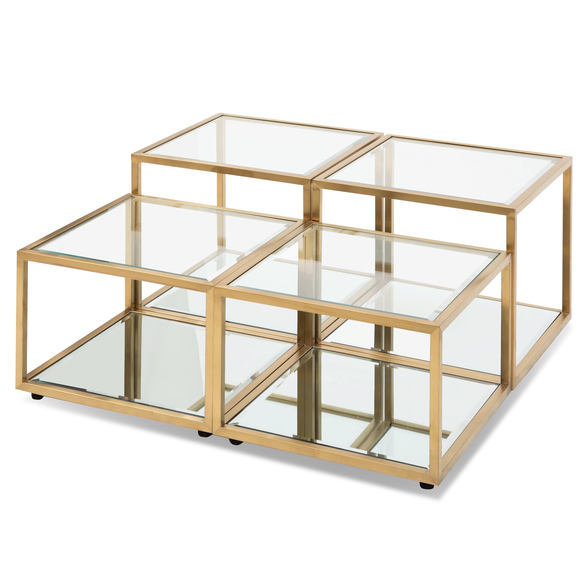 100cm Glass Venezia Coffee Table - Brushed Gold Base (Set of 4)