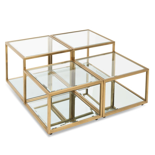 100cm Glass Venezia Coffee Table - Brushed Gold Base (Set of 4)