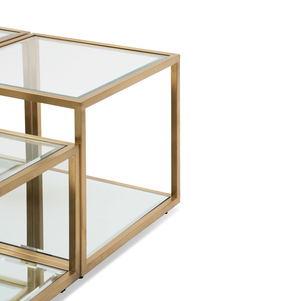 100cm Glass Venezia Coffee Table - Brushed Gold Base (Set of 4)