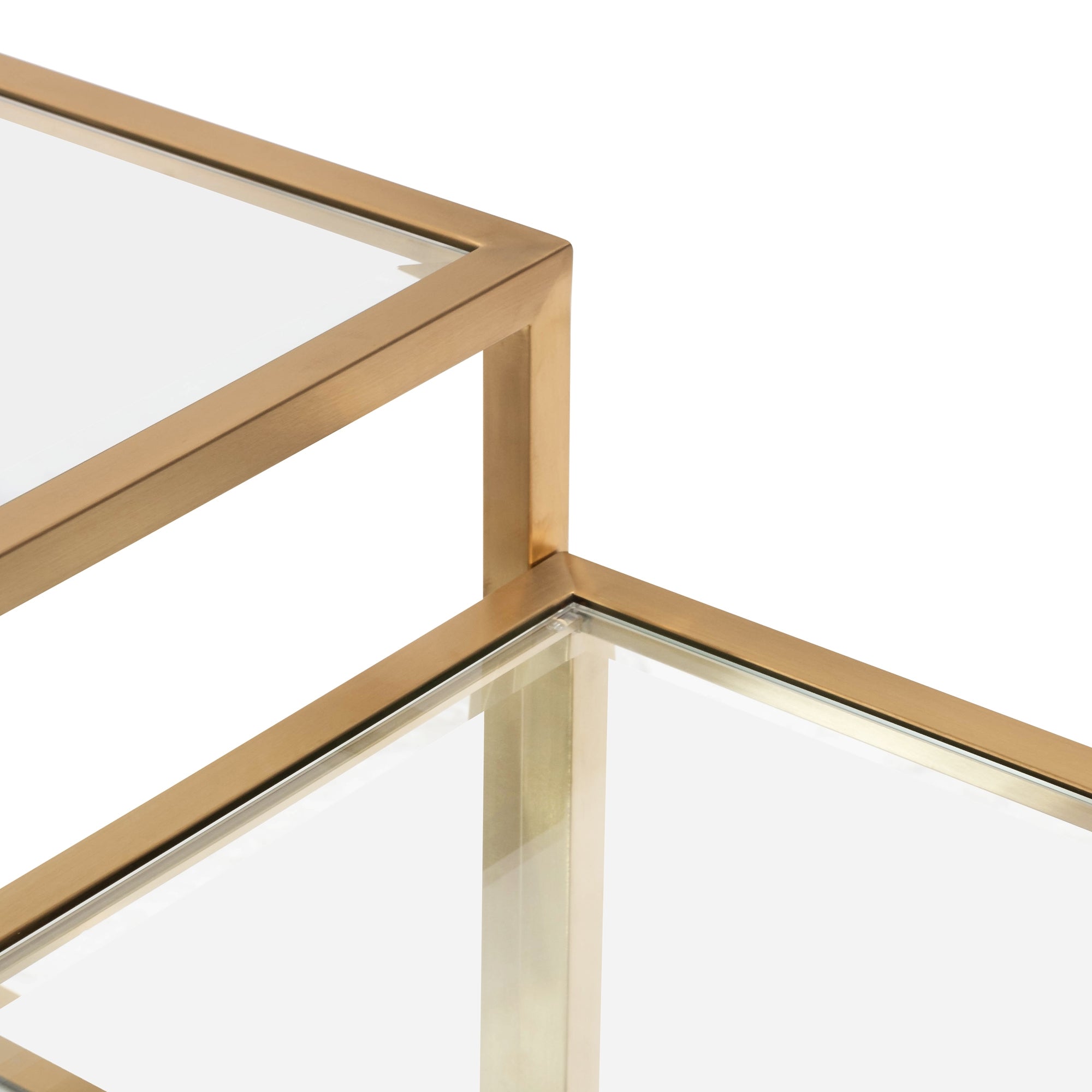 100cm Glass Venezia Coffee Table - Brushed Gold Base (Set of 4)