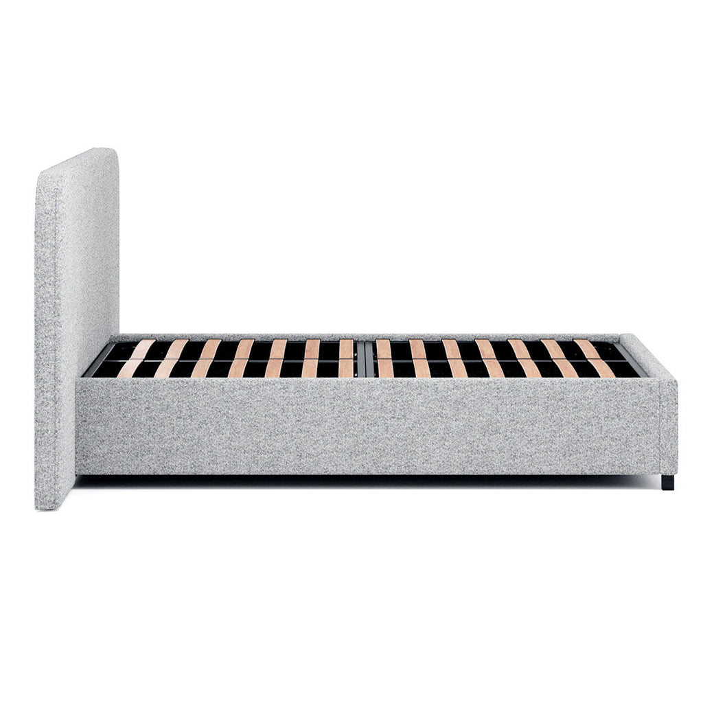 Queen Sized Lazio Bed Frame - Dusty Pepper Boucle with Storage