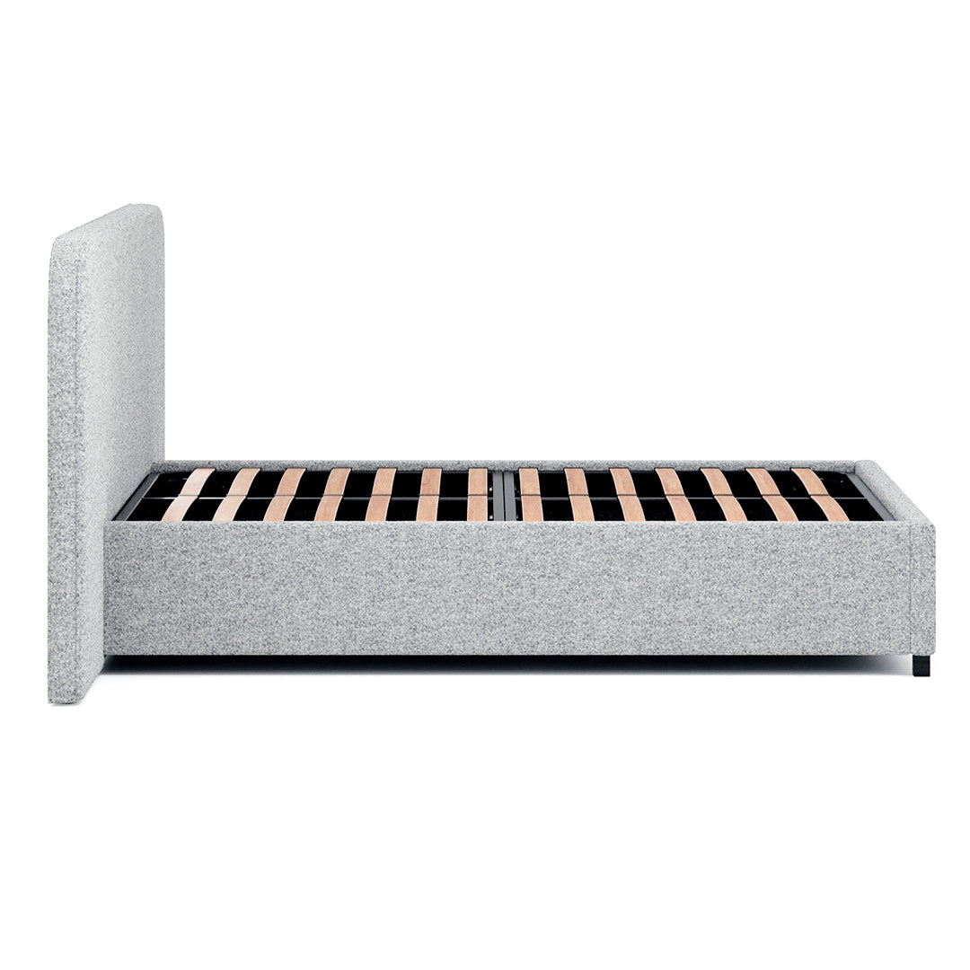Queen Sized Lazio Bed Frame - Dusty Pepper Boucle with Storage