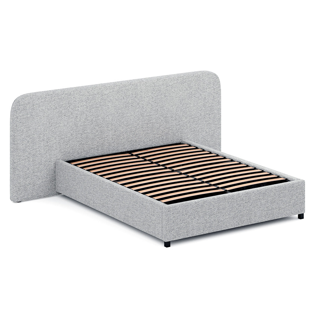 Queen Sized Lazio Bed Frame - Dusty Pepper Boucle with Storage