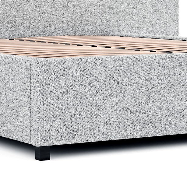 Queen Sized Lazio Bed Frame - Dusty Pepper Boucle with Storage