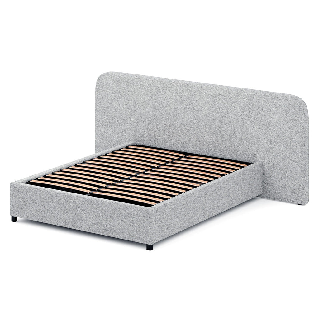 Queen Sized Lazio Bed Frame - Dusty Pepper Boucle with Storage