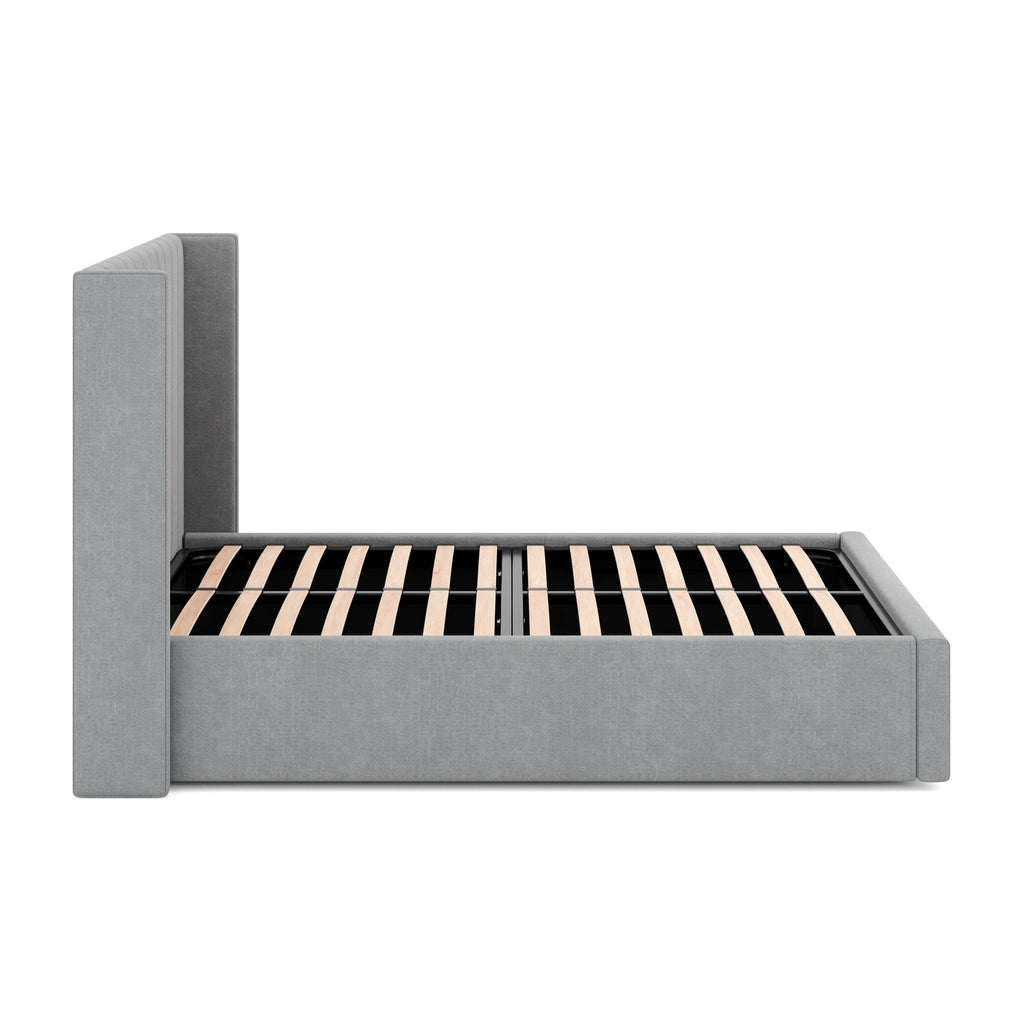 Wide Base Queen Sized Lazio Bed Frame - Flint Grey