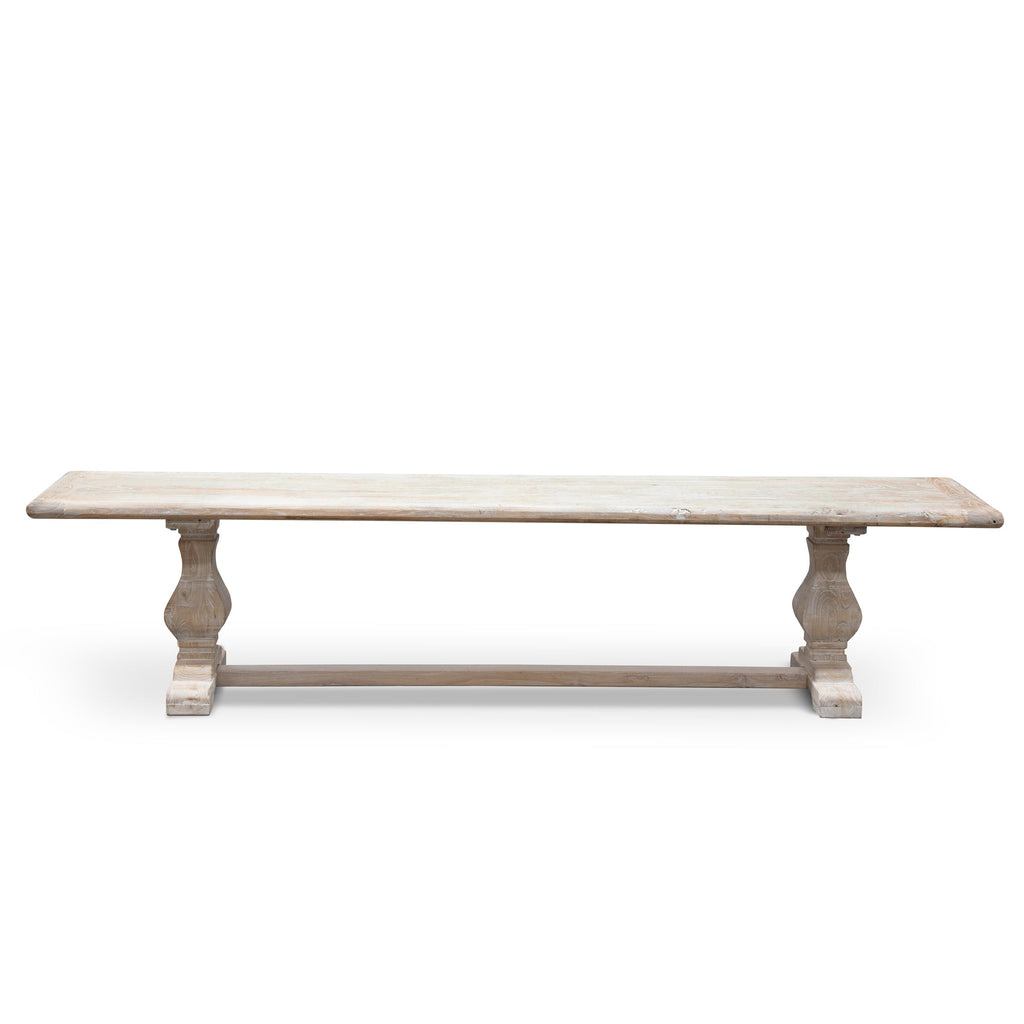 2m Reclaimed ELM Wood Bergamo Bench- White Washed