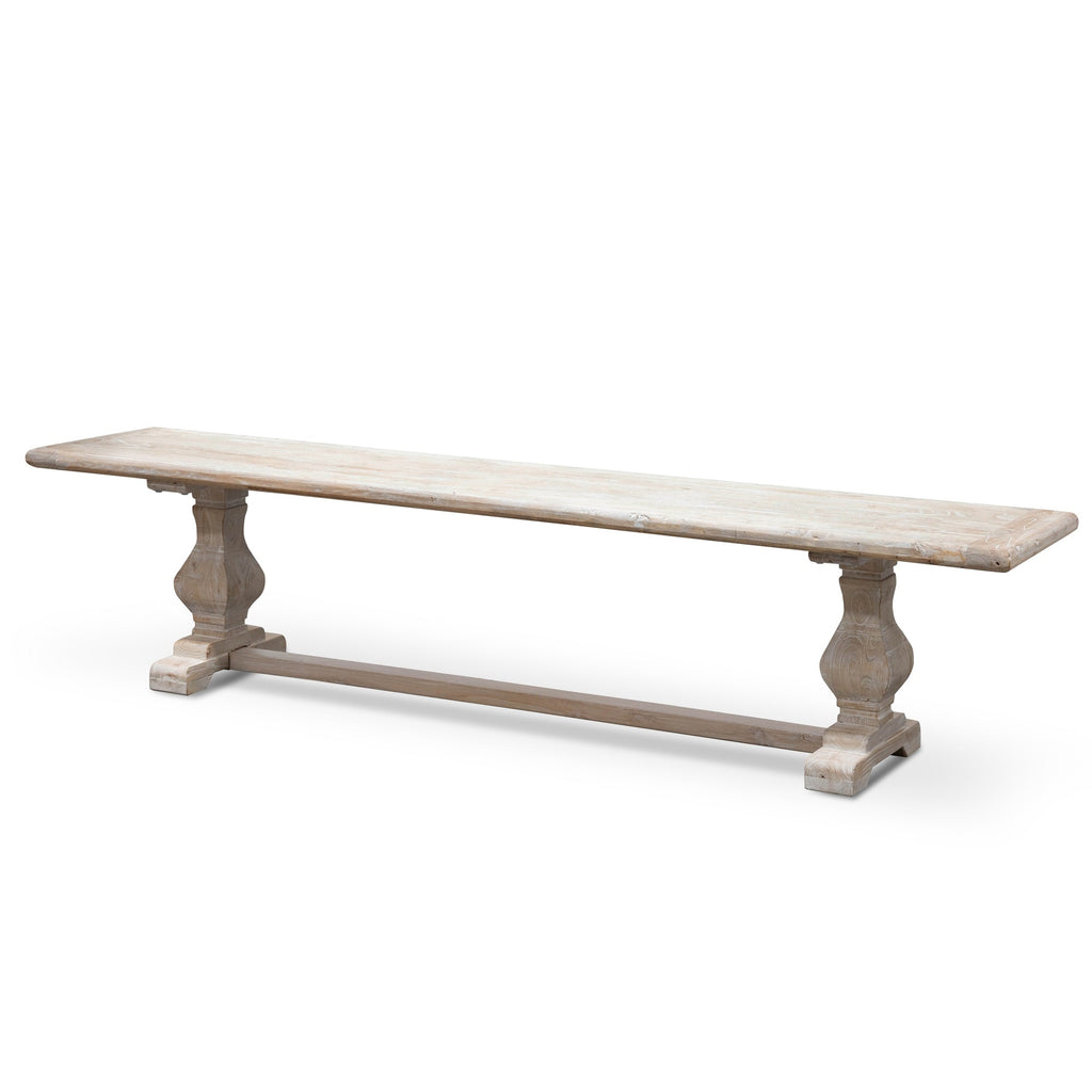 2m Reclaimed ELM Wood Bergamo Bench- White Washed