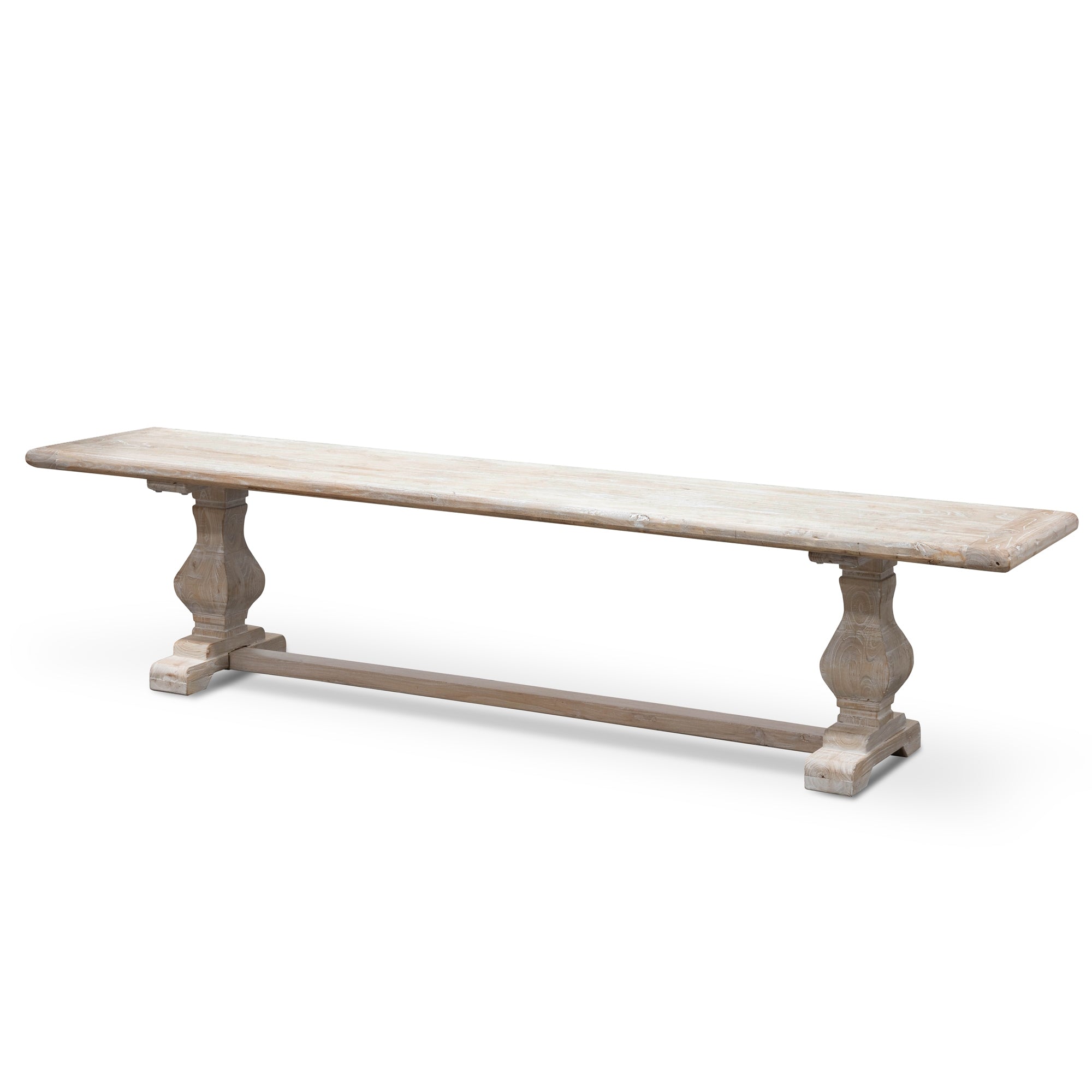 2m Reclaimed ELM Wood Bergamo Bench- White Washed