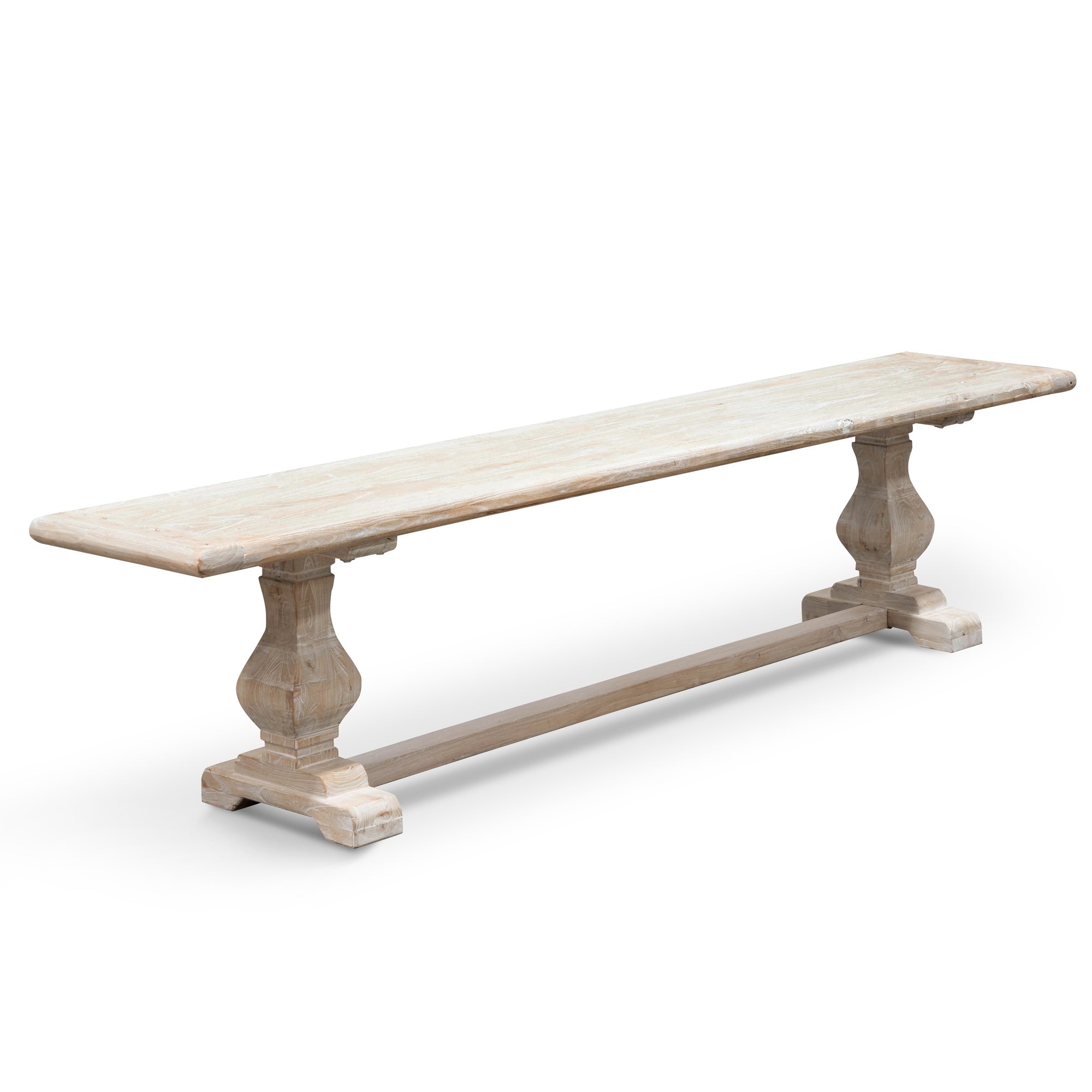 2m Reclaimed ELM Wood Bergamo Bench- White Washed