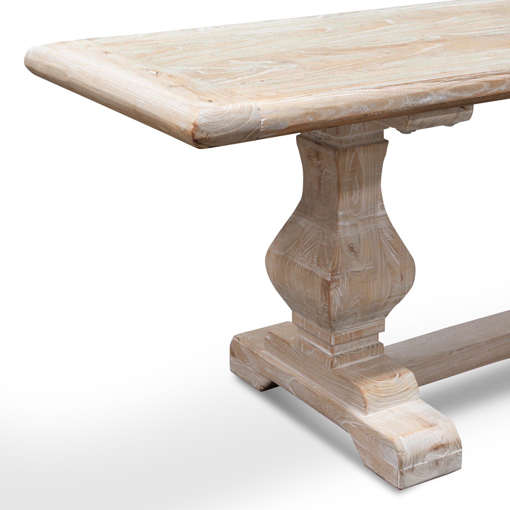 2m Reclaimed ELM Wood Bergamo Bench- White Washed
