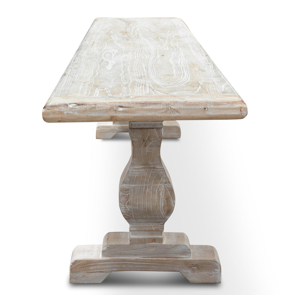 2m Reclaimed ELM Wood Bergamo Bench- White Washed