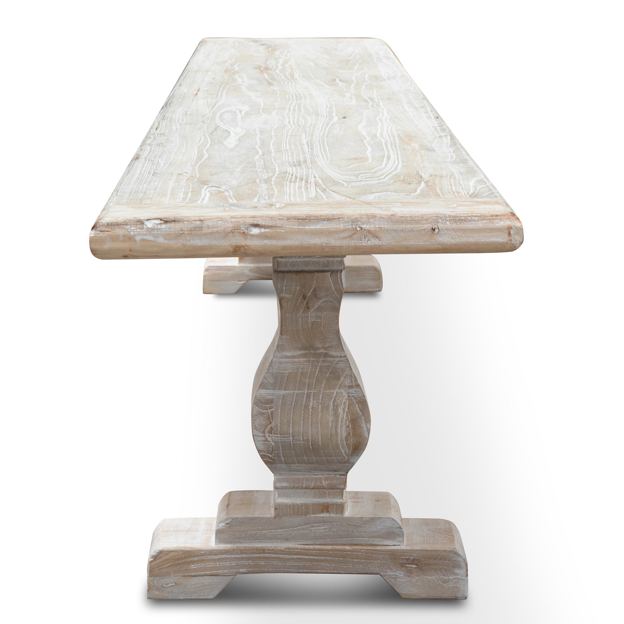 2m Reclaimed ELM Wood Bergamo Bench- White Washed