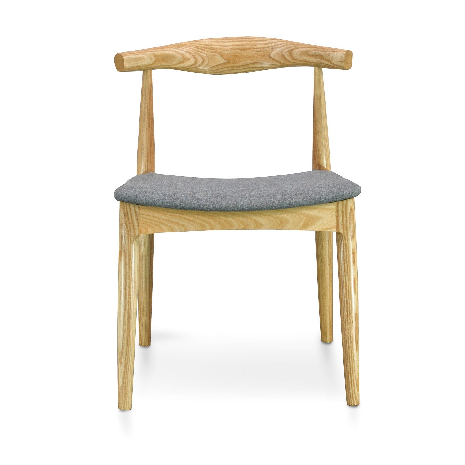 Elbow Verona Dining Chair - Natural with Light Grey Fabric Seat (Set of 2)