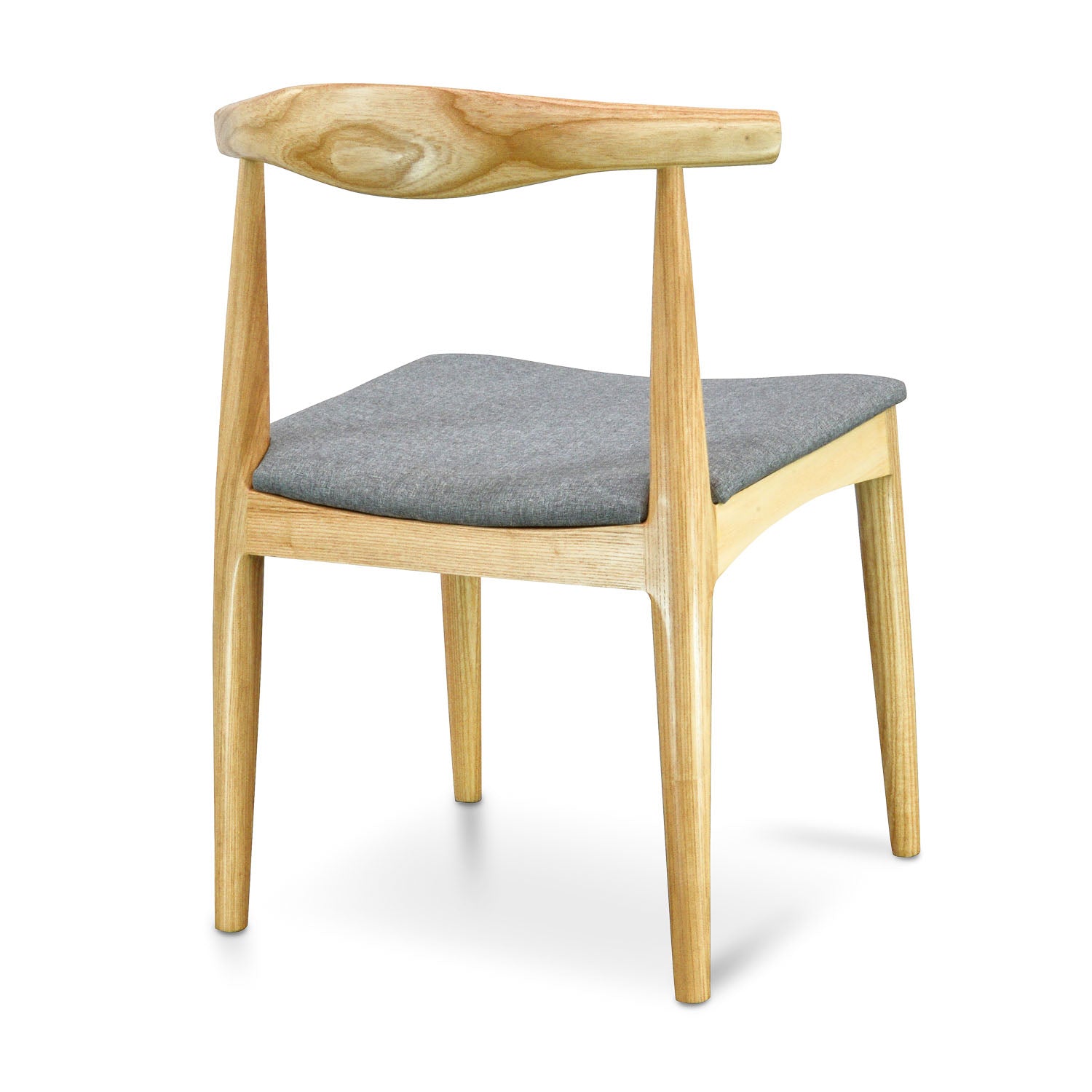 Elbow Verona Dining Chair - Natural with Light Grey Fabric Seat (Set of 2)