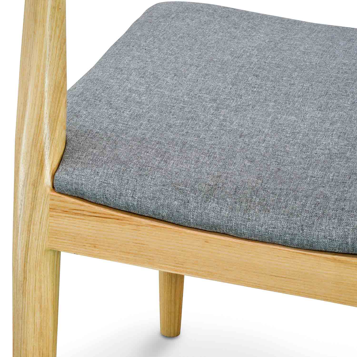 Elbow Verona Dining Chair - Natural with Light Grey Fabric Seat (Set of 2)