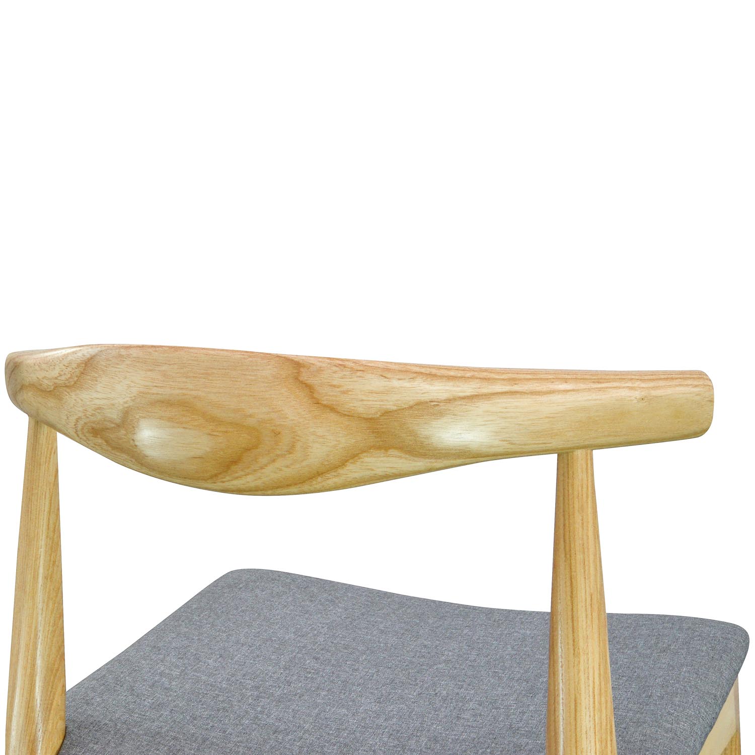 Elbow Verona Dining Chair - Natural with Light Grey Fabric Seat (Set of 2)
