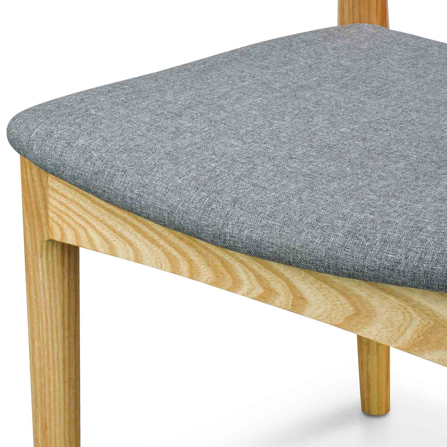 Elbow Verona Dining Chair - Natural with Light Grey Fabric Seat (Set of 2)