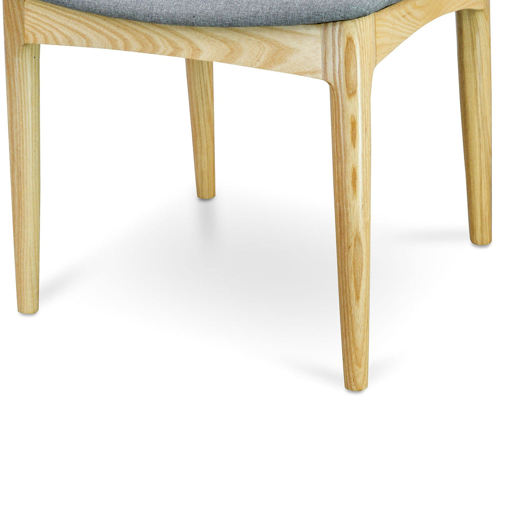 Elbow Verona Dining Chair - Natural with Light Grey Fabric Seat (Set of 2)