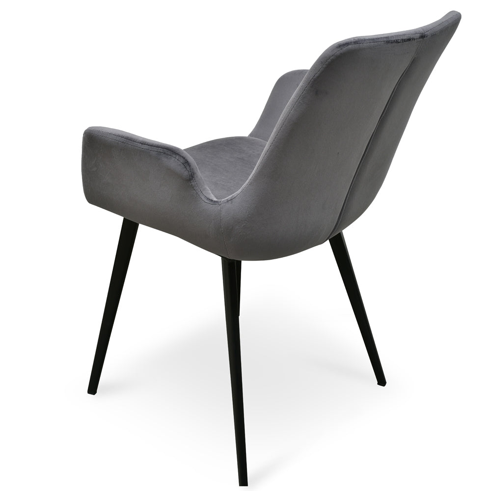 Verona Dining Chair - Dark Grey Velvet (Set of 2)