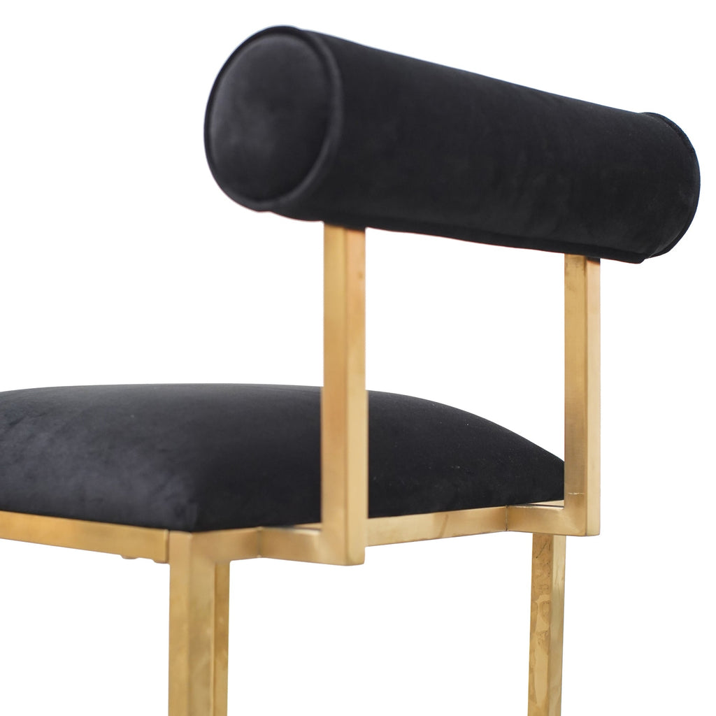 Lucca Occasional Chair In Black Velvet - Brushed Gold Base