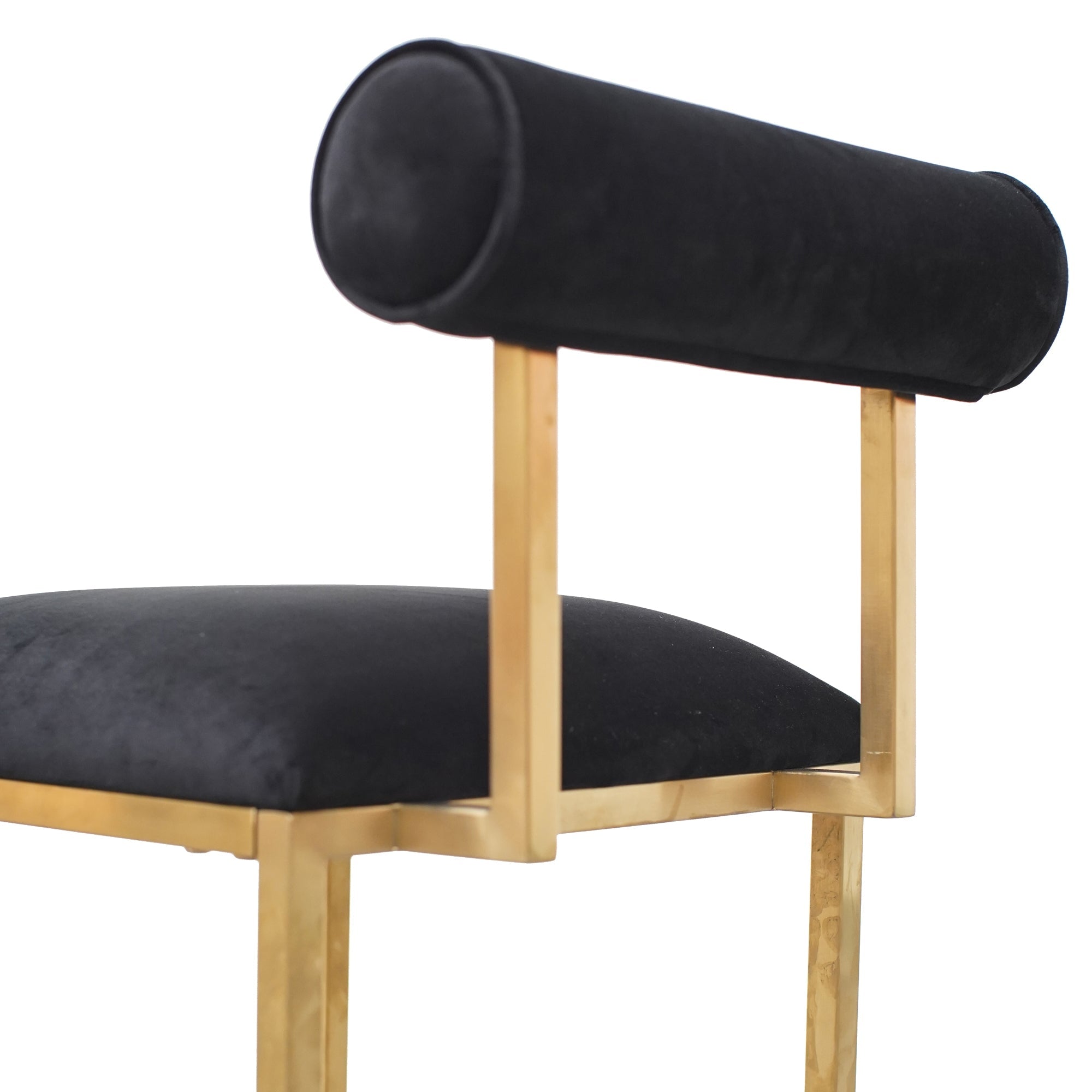 Lucca Occasional Chair In Black Velvet - Brushed Gold Base