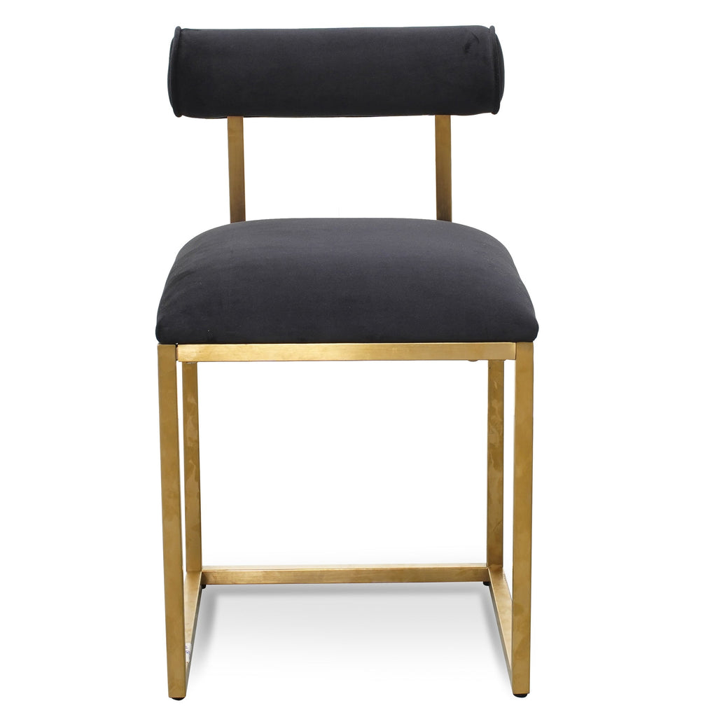 Lucca Occasional Chair In Black Velvet - Brushed Gold Base