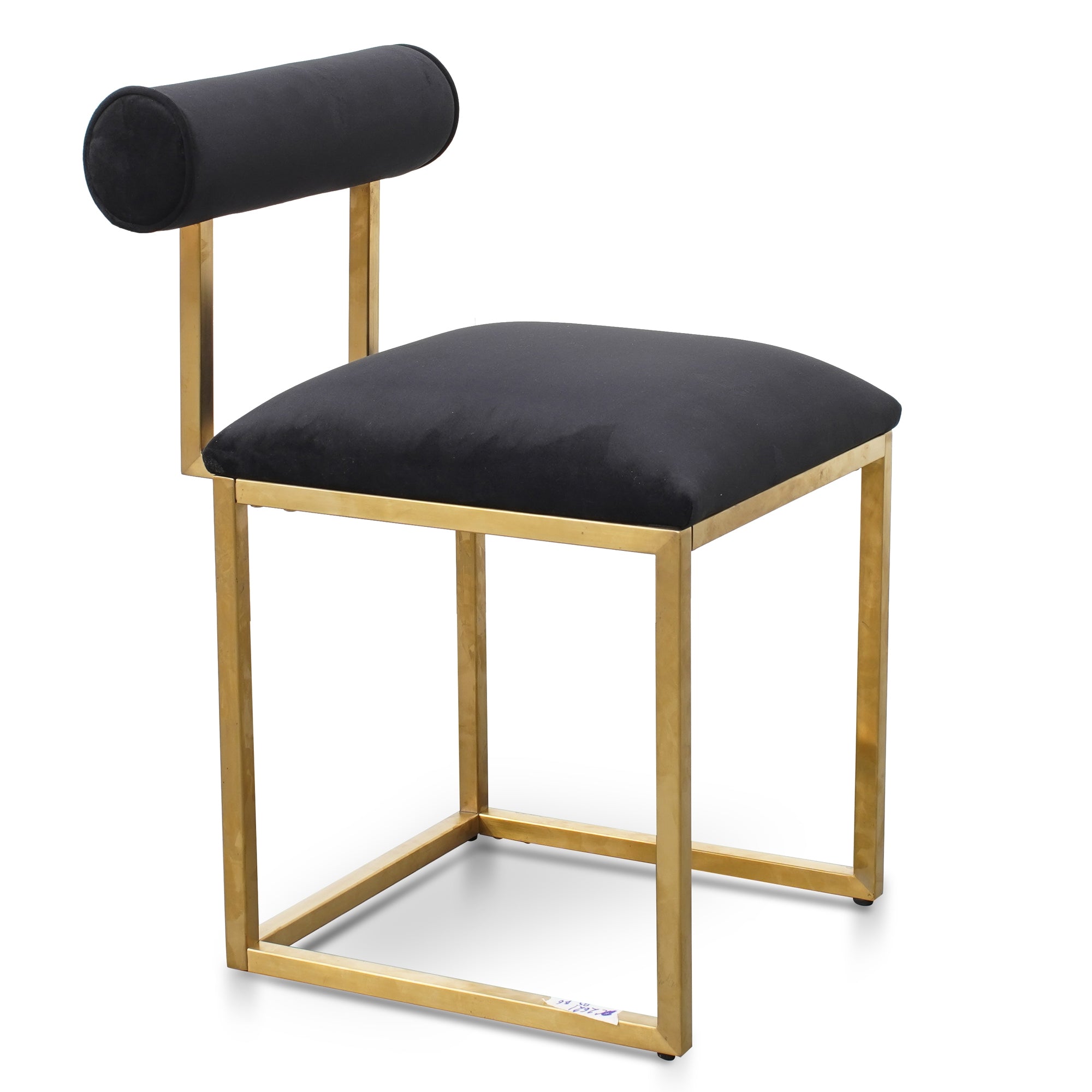 Lucca Occasional Chair In Black Velvet - Brushed Gold Base