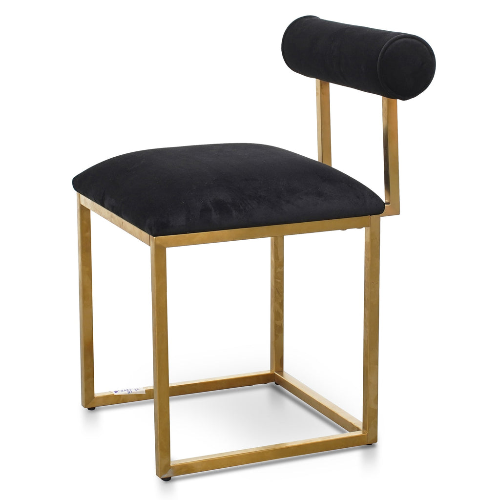 Lucca Occasional Chair In Black Velvet - Brushed Gold Base