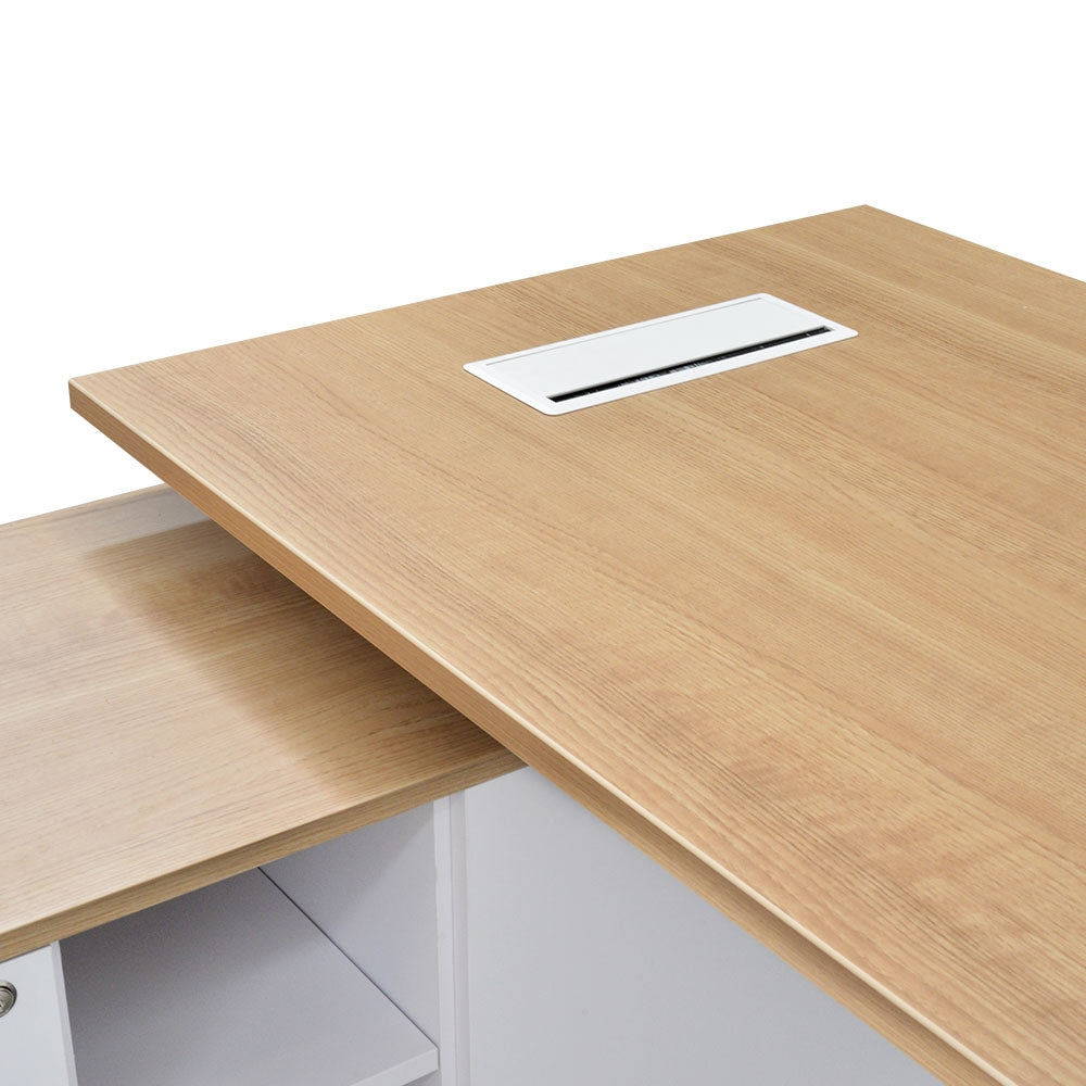 180cm Executive Office Desk With Left Return - Natural