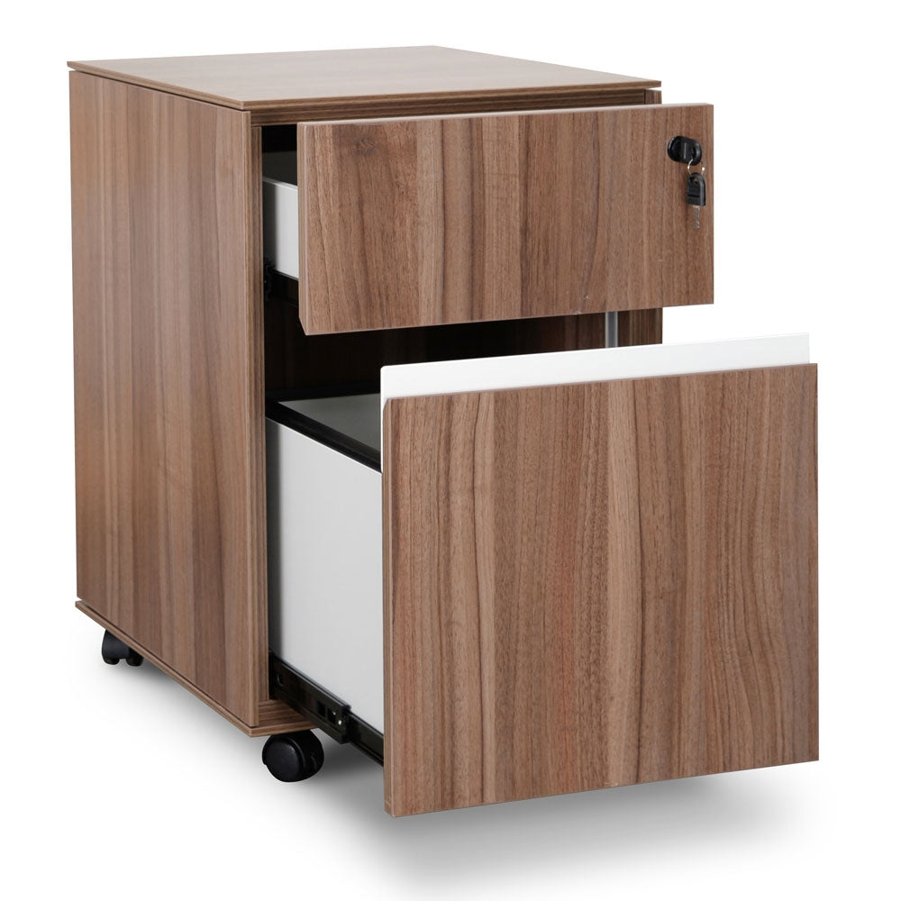 2 Drawer Milano Mobile Pedestal - Walnut