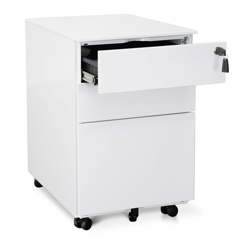 3 Drawers Milano Mobile Pedestal - White