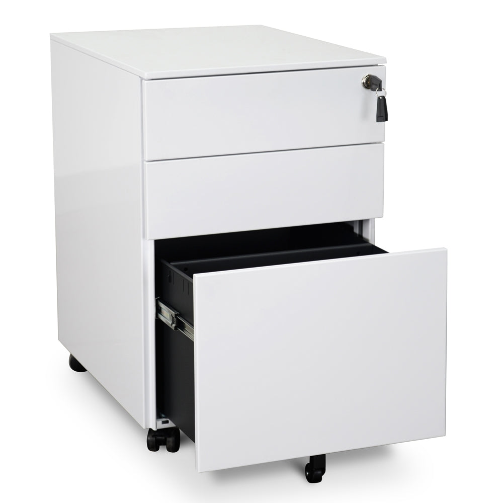 3 Drawers Milano Mobile Pedestal - White