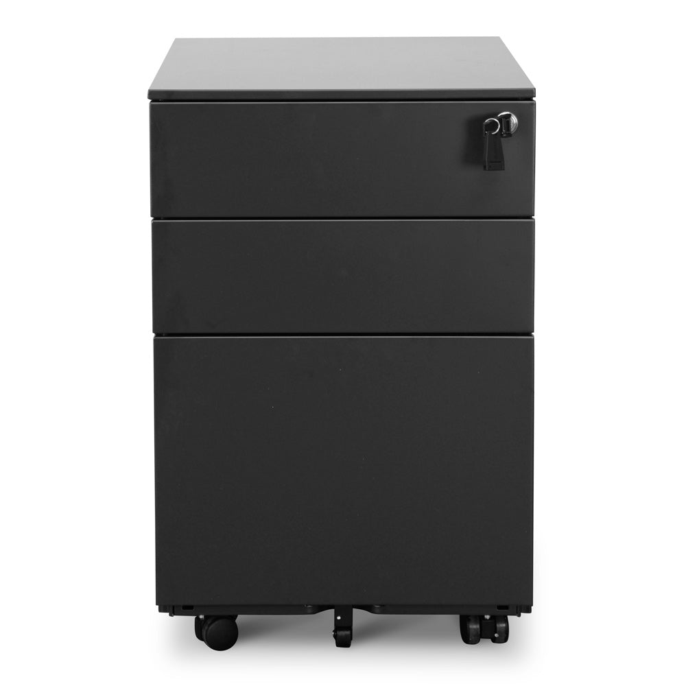 3 Drawers Milano Mobile Pedestal - Black