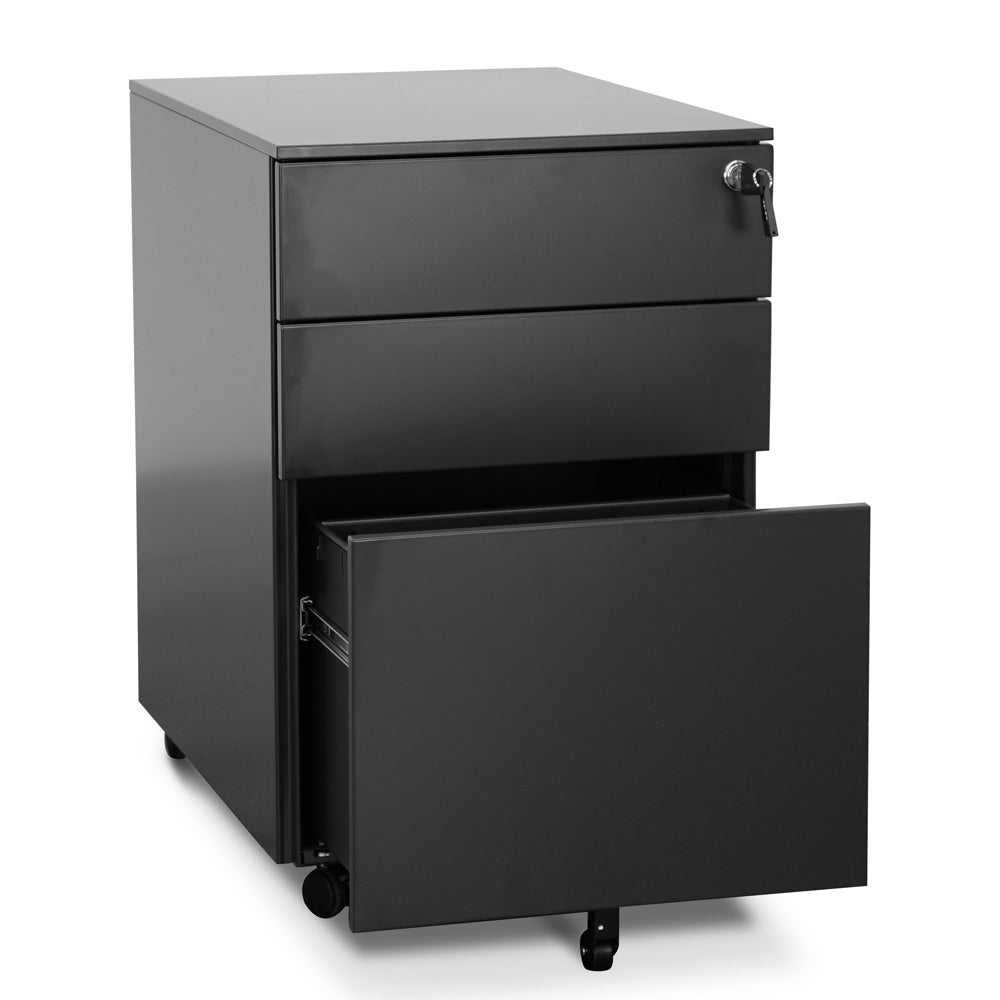 3 Drawers Milano Mobile Pedestal - Black
