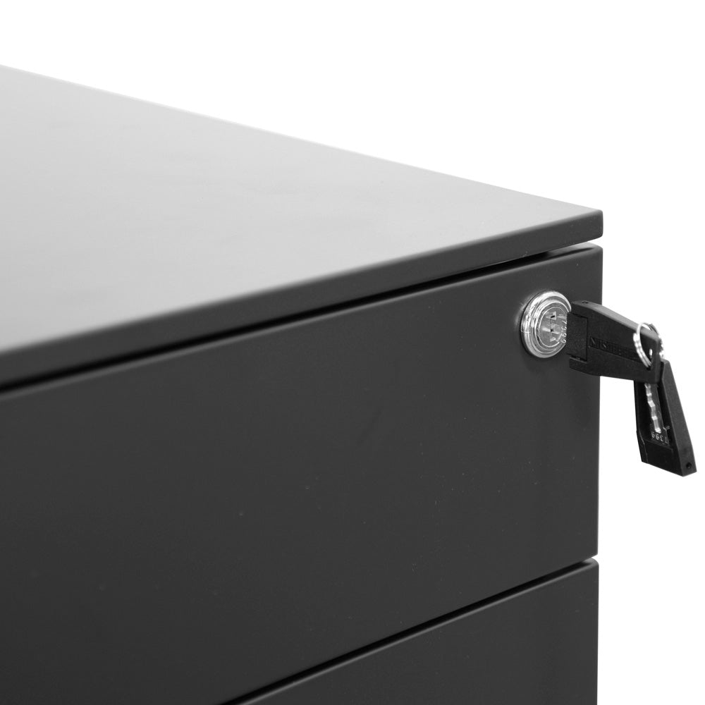 3 Drawers Milano Mobile Pedestal - Black
