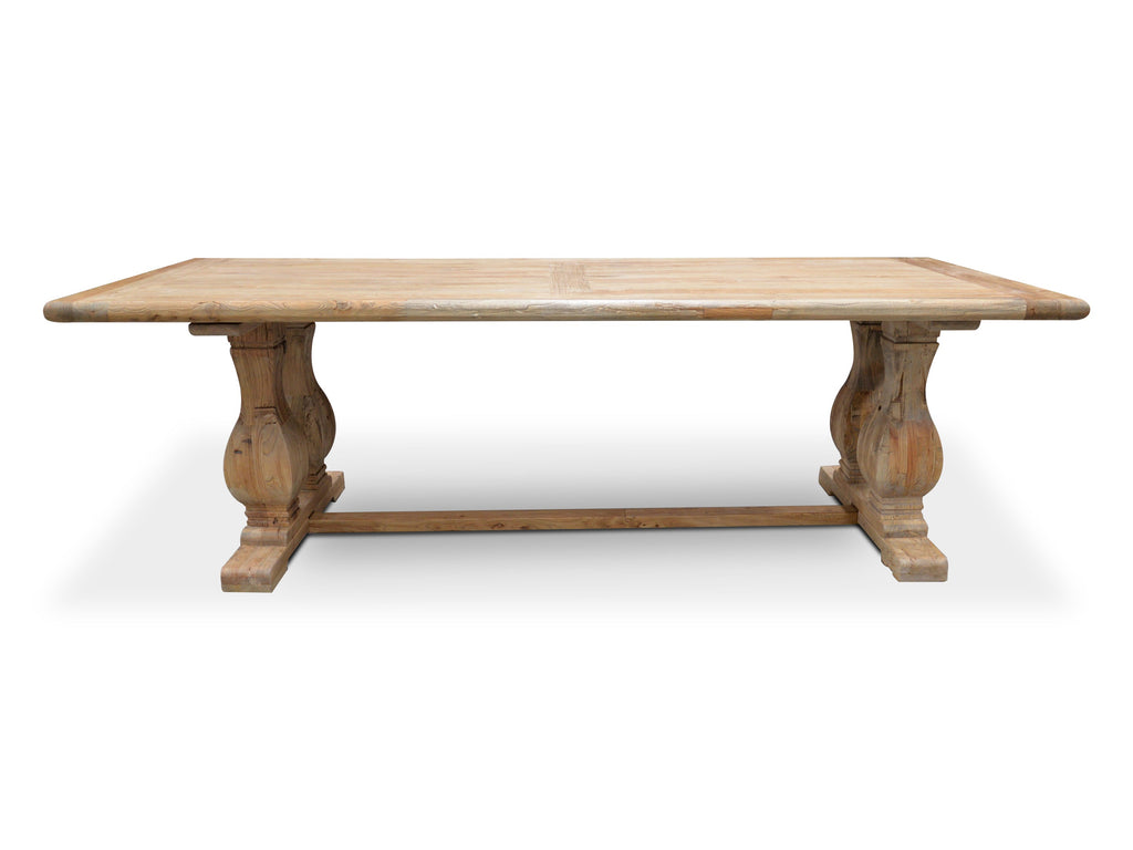 Elm Wood Siena Dining Table 3m - Rustic Natural