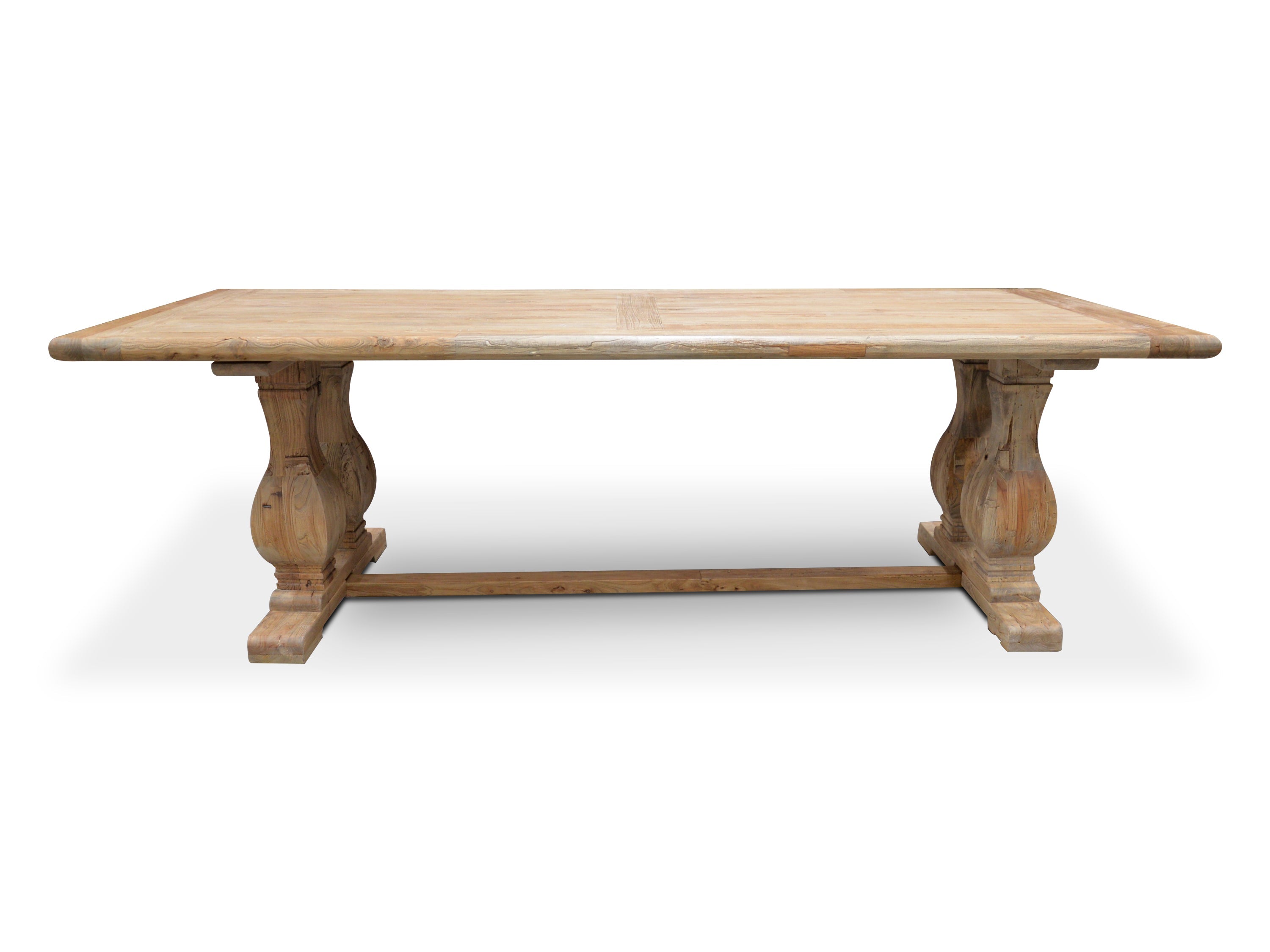 Elm Wood Siena Dining Table 3m - Rustic Natural