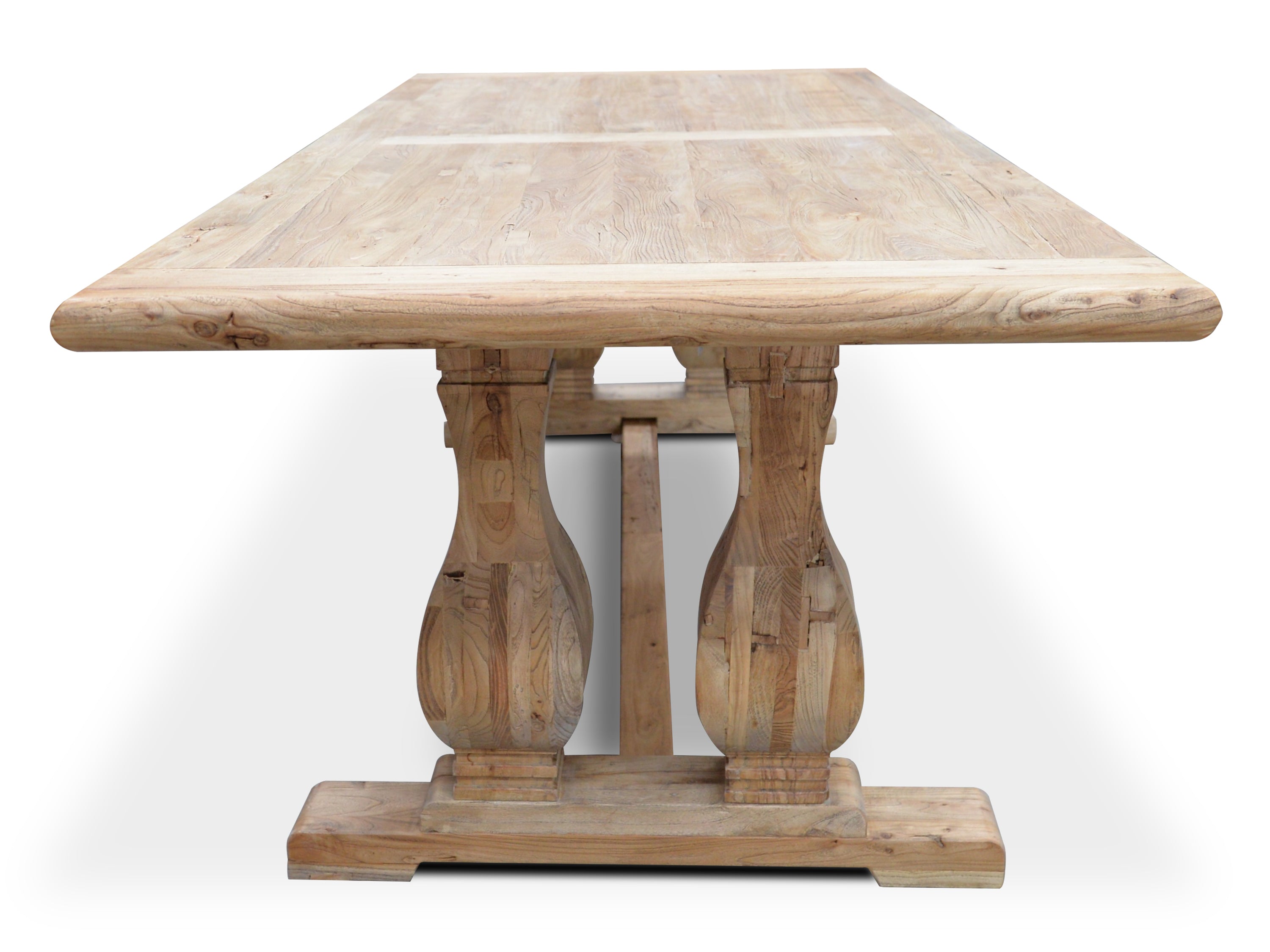 Elm Wood Siena Dining Table 3m - Rustic Natural