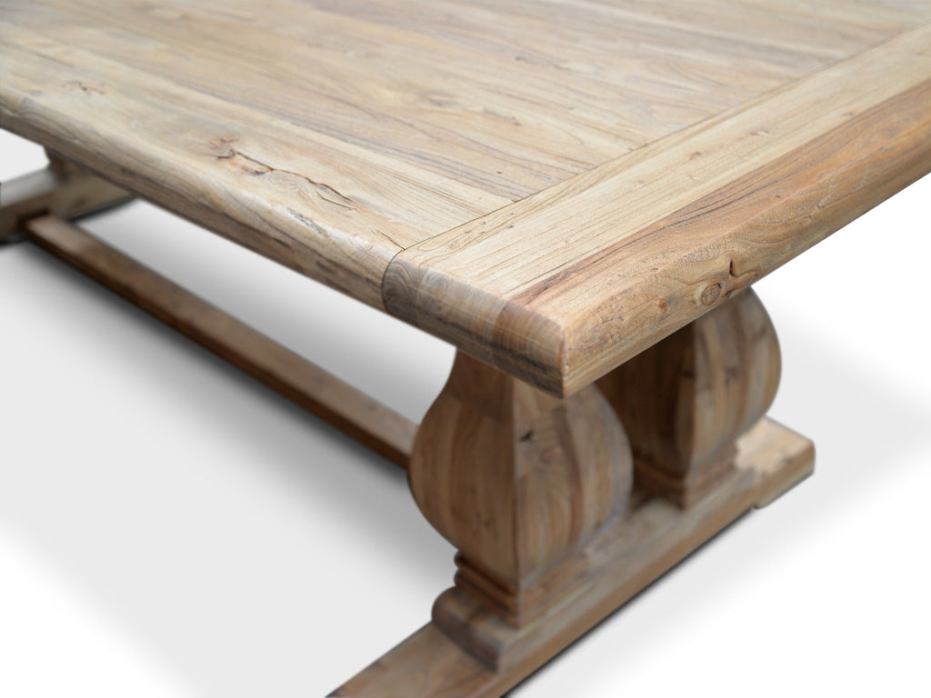 Elm Wood Siena Dining Table 3m - Rustic Natural