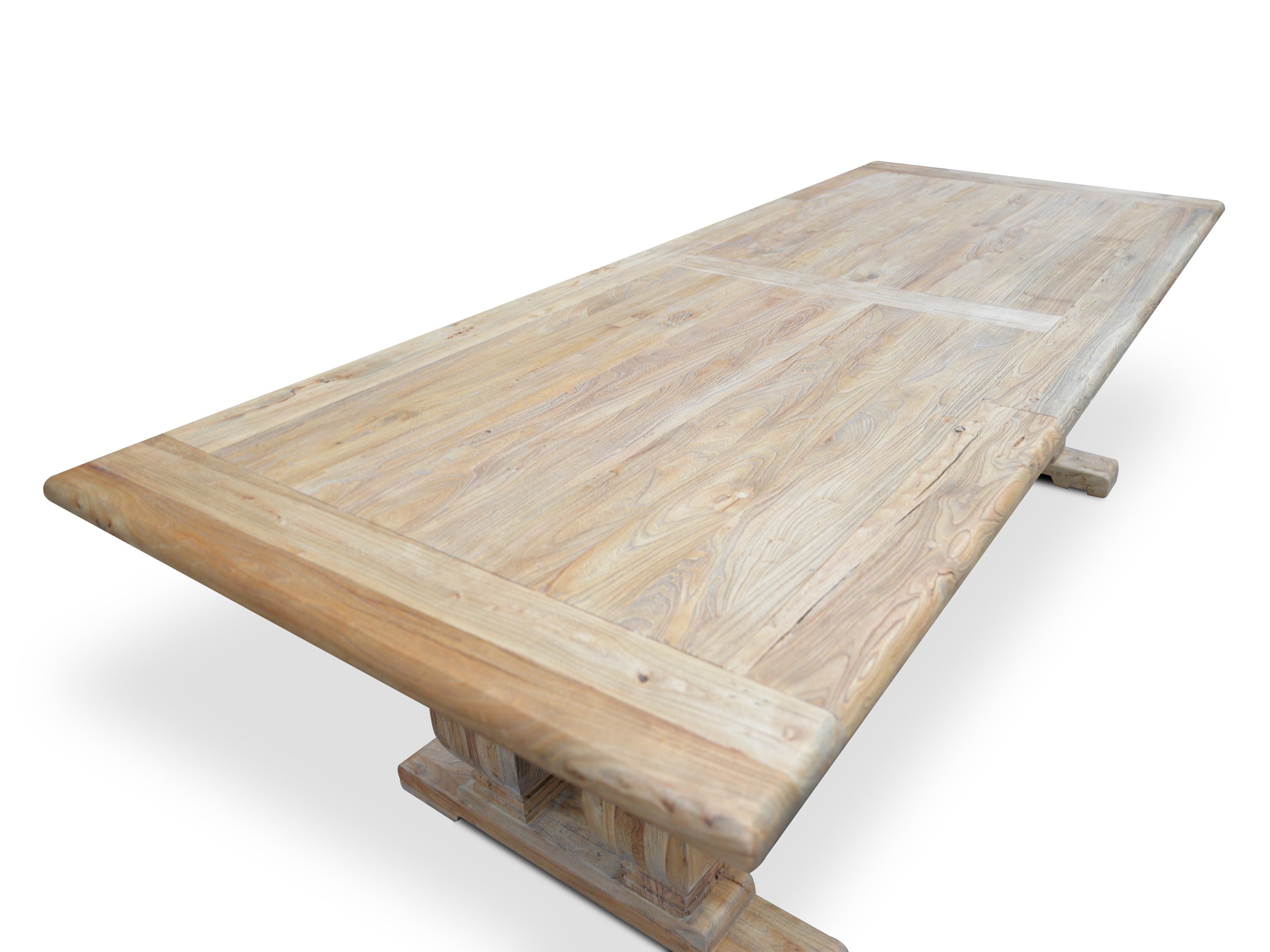 Elm Wood Siena Dining Table 3m - Rustic Natural