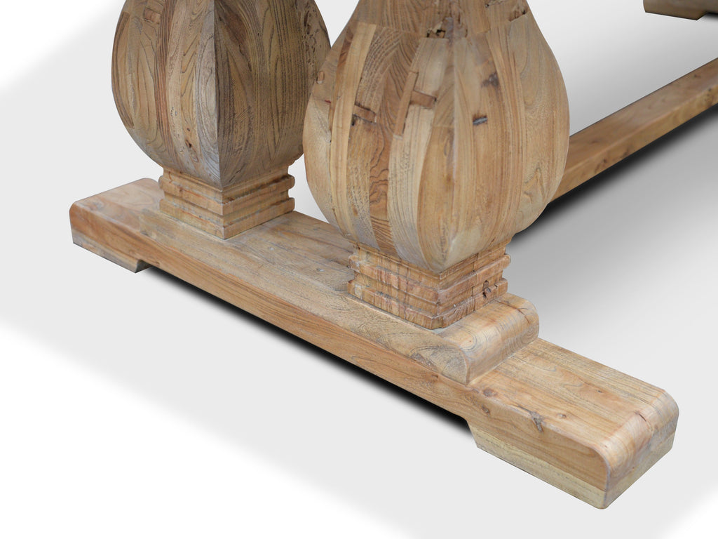 Elm Wood Siena Dining Table 3m - Rustic Natural