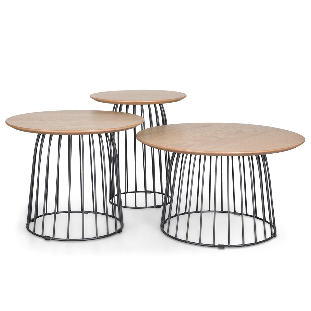 Capri Side Table Set - Natural - Black