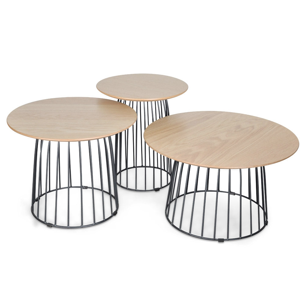 Capri Side Table Set - Natural - Black