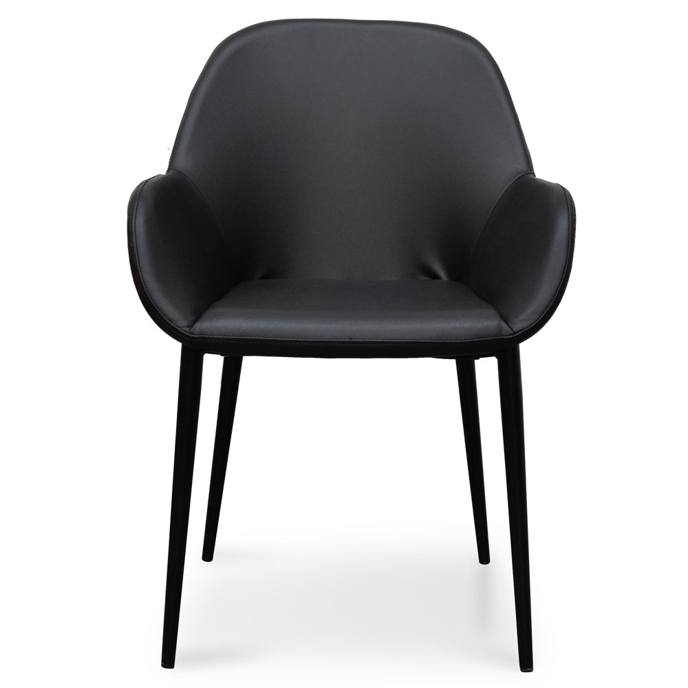Verona Dining Chair - Black PU - Black Legs (Set of 2)