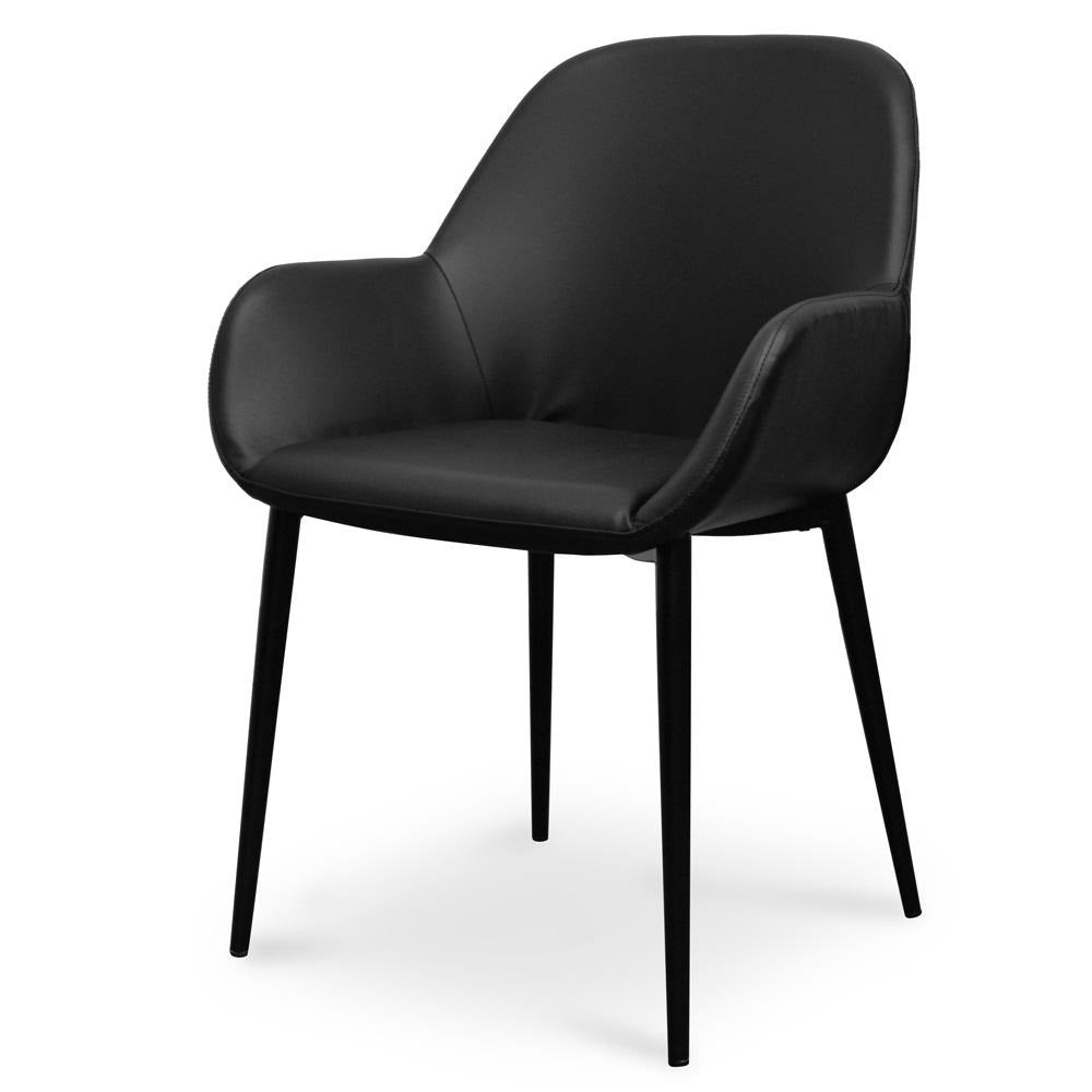 Verona Dining Chair - Black PU - Black Legs (Set of 2)
