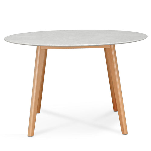 120cm Marble Siena Dining Table - Natural Base