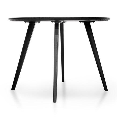 100cm Round Siena Dining Table - Black Veneer Top - Black Legs